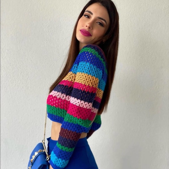 ZARA STRIPED KNIT SWEATER MULTICOLORED - Picture 1 of 7